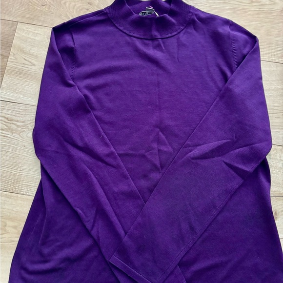 Purple Mockneck Sweater, Vintage Pendleton Silk Blend Mock Neck Sweater - Picture 2 of 11